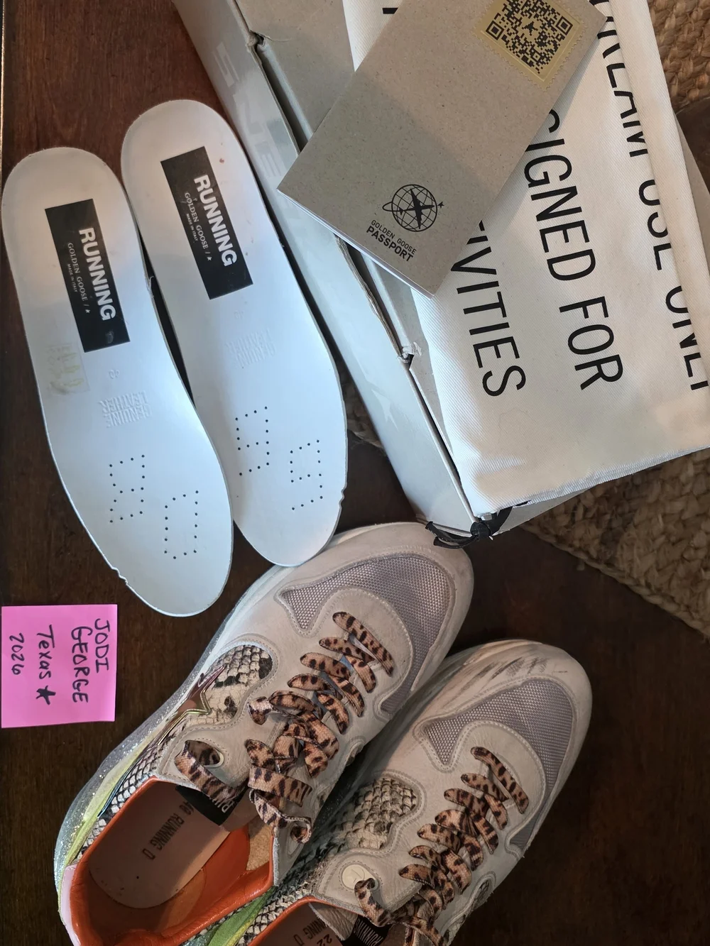 Golden Goose Multi‑Tone Mesh & Leather Runner with Leopard Laces